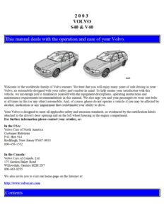 2003 volvo s40 v40 owner's manual