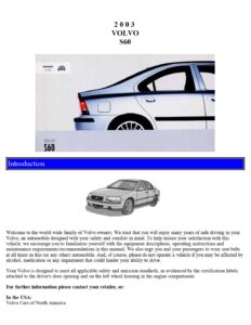 2003 volvo s60 owner's manual