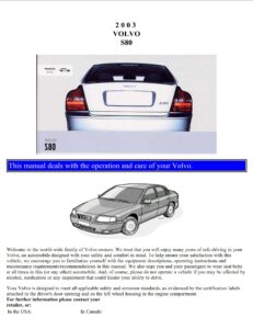 2003 volvo s80 owner's manual