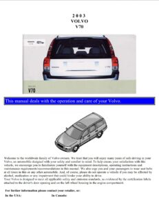 2003 volvo v70 owner's manual