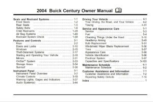 2004 buick century owner's manual