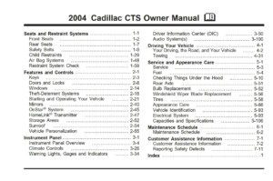 2004 cadillac cts owner's manual