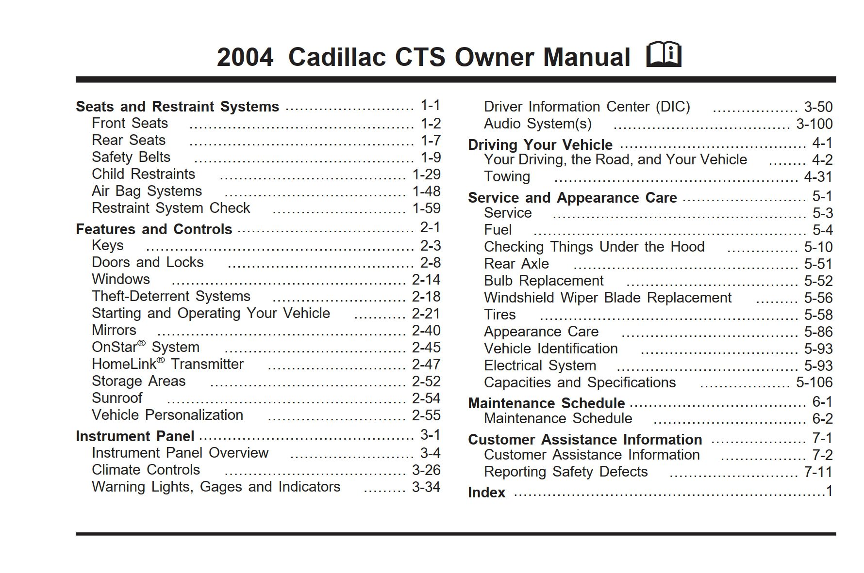 2004 cadillac cts owner's manual