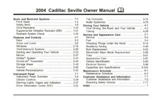 2004 cadillac seville owner's manual