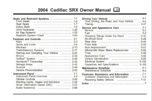 2004 cadillac srx owner's manual