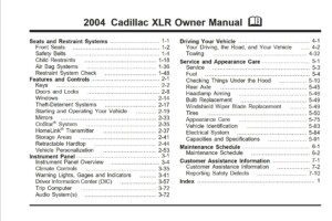 2004 cadillac xlr owner's manual