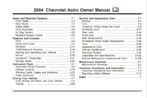 2004 chevrolet astro owner's manual