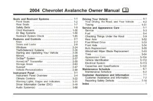 2004 chevrolet avalanche owner's manual