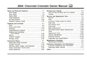 2004 chevrolet colorado owner's manual