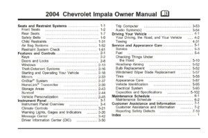 2004 chevrolet impala owner's manual