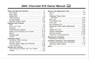 2004 chevrolet s10 owner's manual