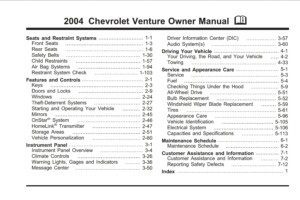 2004 chevrolet venture owner's manual