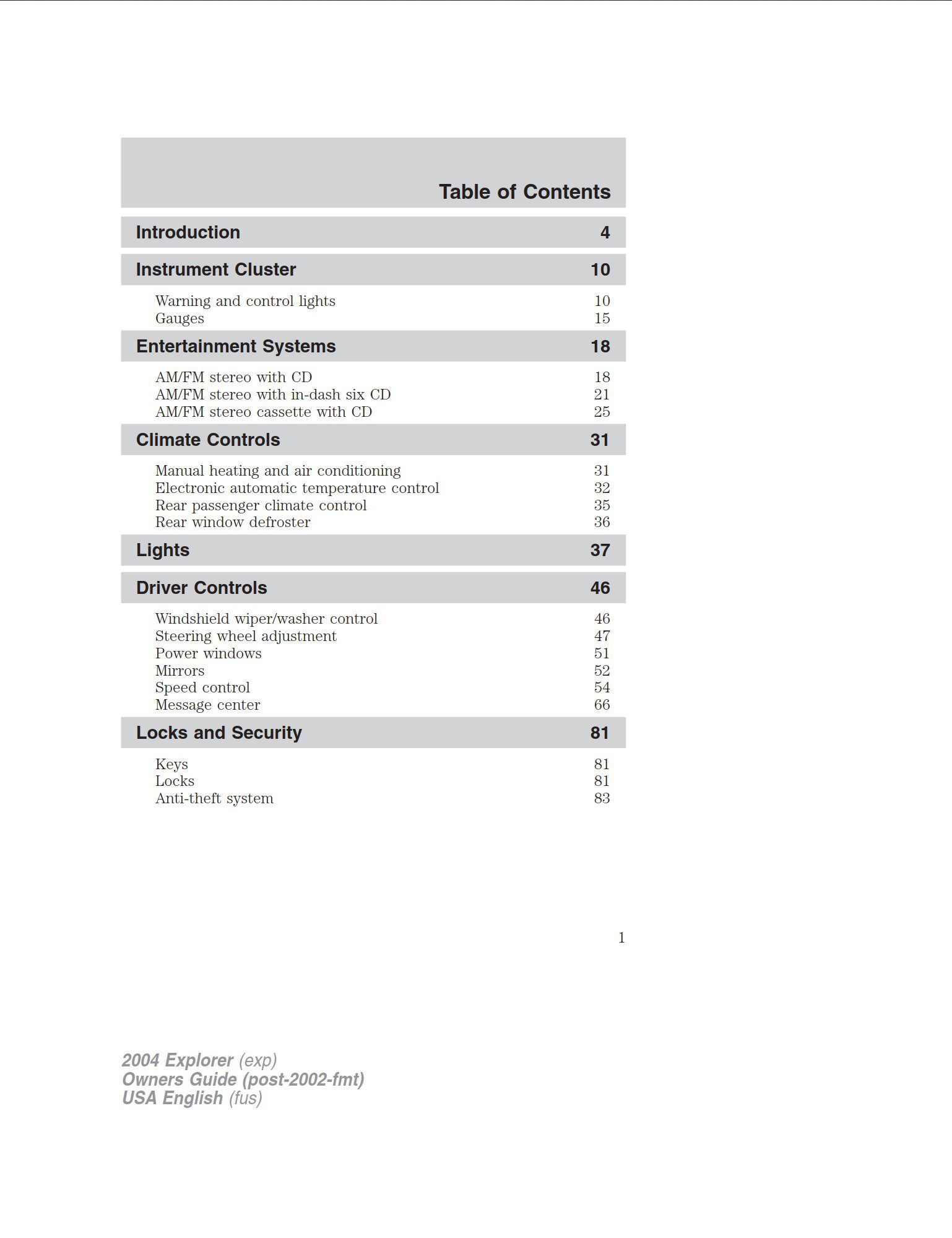 2004 ford explorer owner's manual