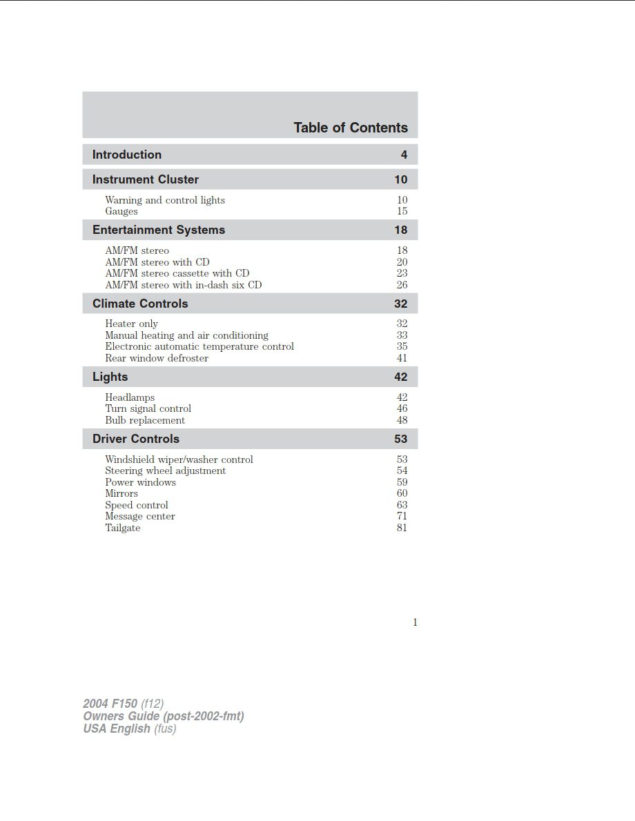 2004 ford f150 owner's manual