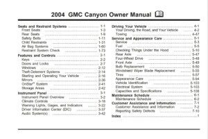 2004 gmc canyon owner's manual