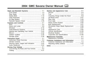 2004 gmc savana owner's manual