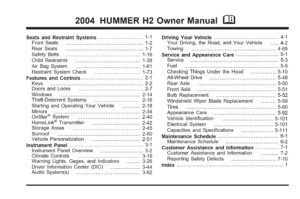 2004 hummer h2 owner's manual