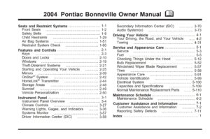 2004 pontiac bonneville owner's manual