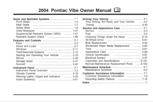 2004 pontiac vibe owner's manual