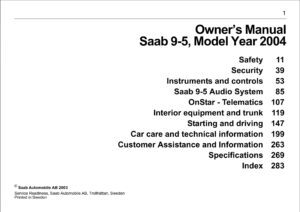 2004 saab 9 5 owner's manual