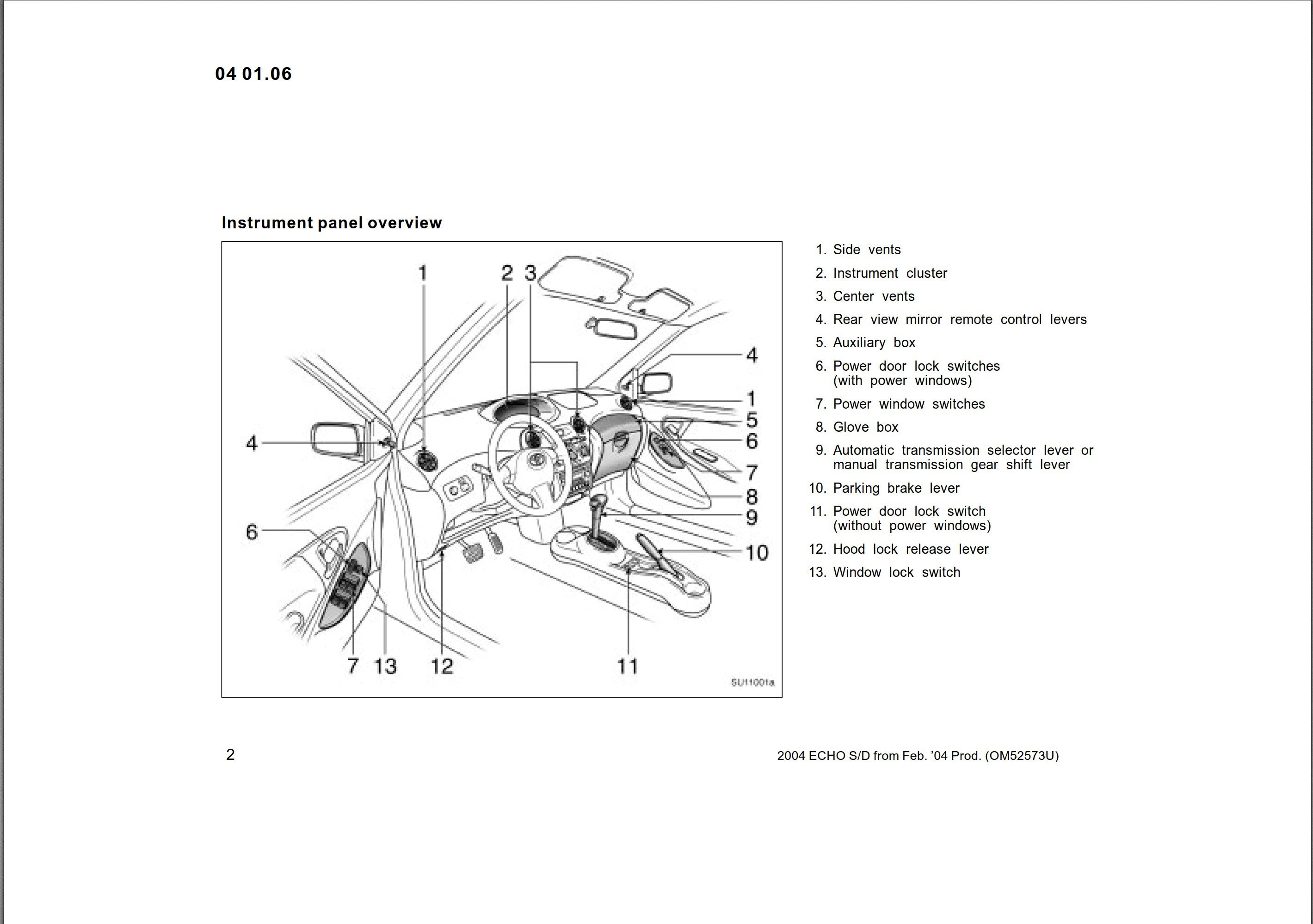 2004 toyota echo owner's manual