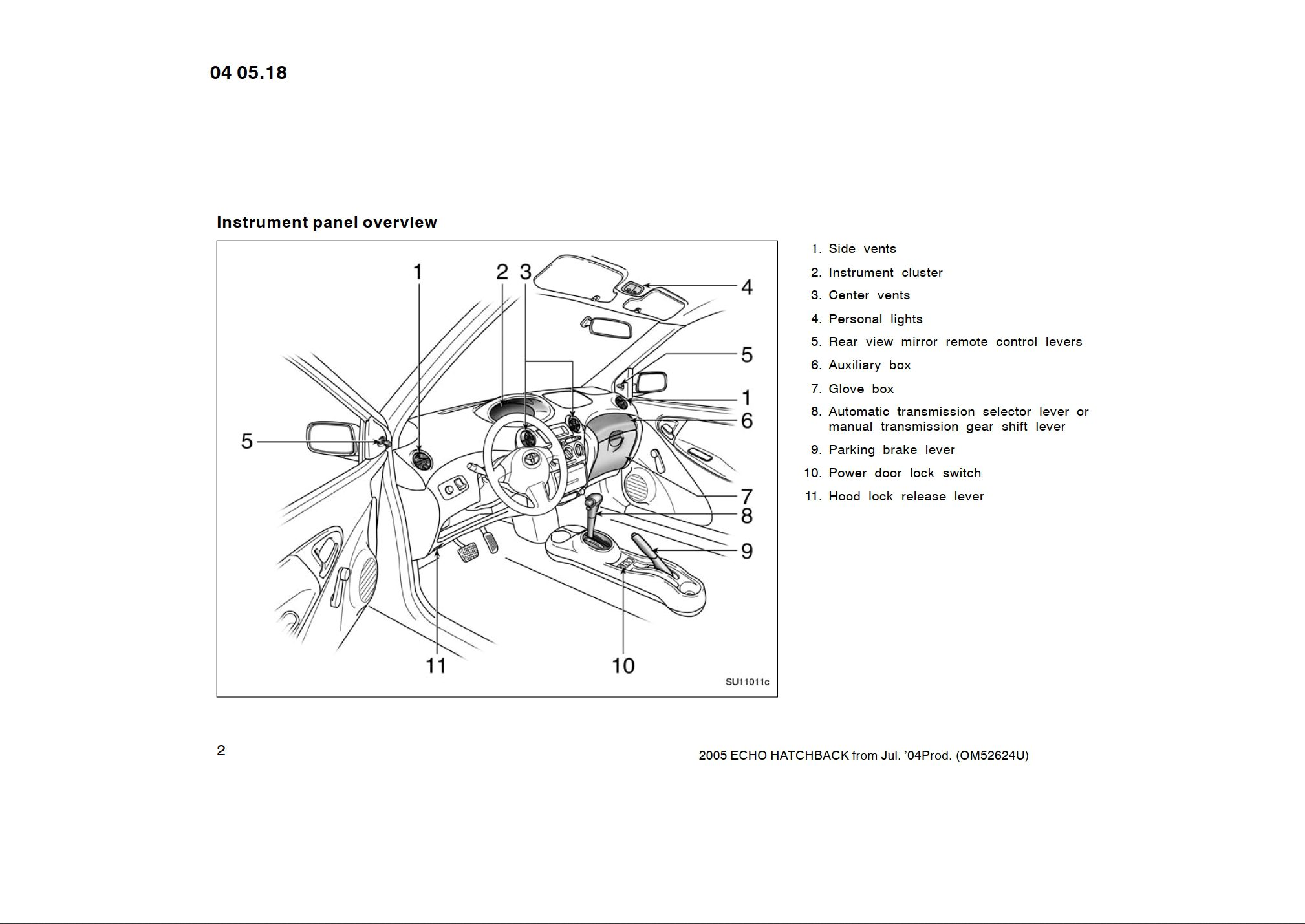 2004 toyota yaris owner's manual