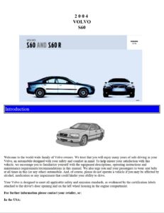 2004 volvo s60 owner's manual