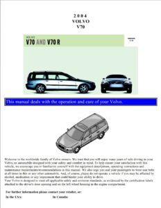 2004 volvo v70 v70r owner's manual