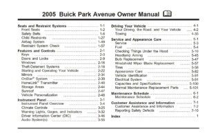 2005 buick park avenue owner's manual