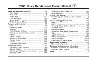 2005 buick rendezvous owner's manual