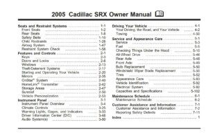 2005 cadillac srx owner's manual