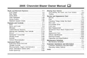 2005 chevrolet blazer owner's manual