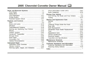 2005 chevrolet corvette owner's manual