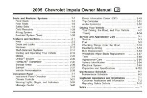 2005 chevrolet impala owner's manual