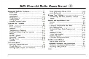 2005 chevrolet malibu owner's manual