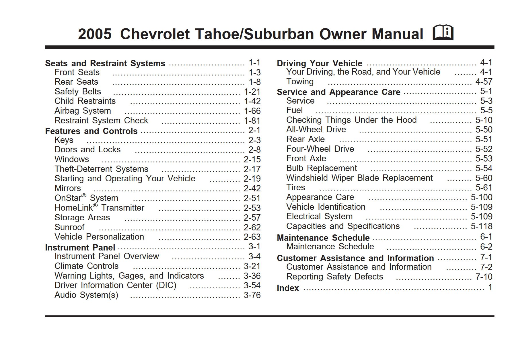 2005 chevrolet tahoe owner's manual