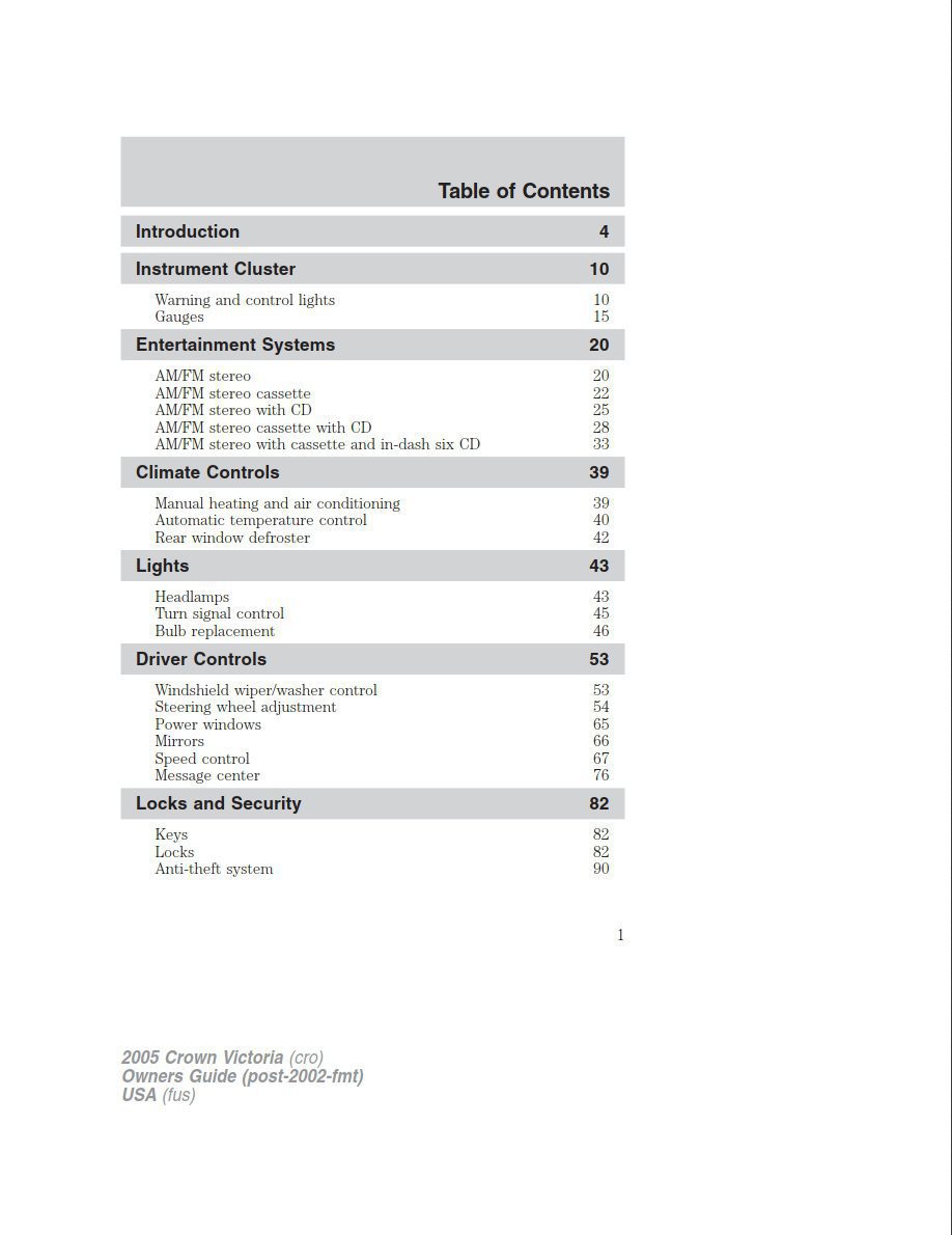 2005 ford crown victoria owner's manual