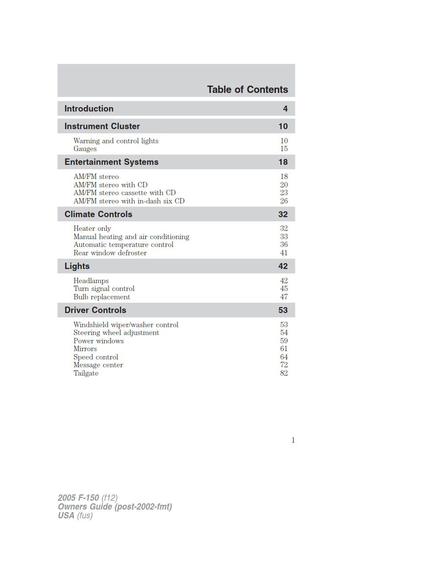 2005 ford f150 owner's manual