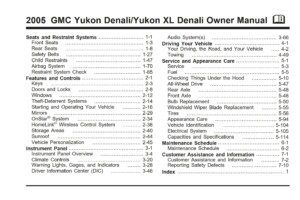 2005 gmc yukon xl owner's manual