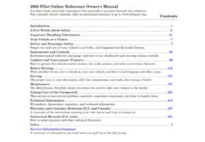 2005 honda pilot owner's manual