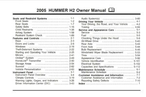 2005 hummer h2 owner's manual