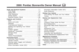 2005 pontiac bonneville owner's manual