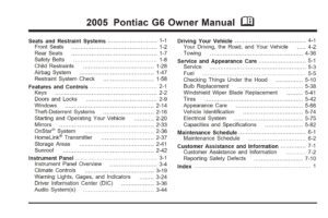 2005 pontiac g6 owner's manual