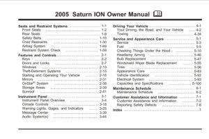 2005 saturn ion owner's manual