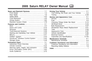 2005 saturn relay owner's manual