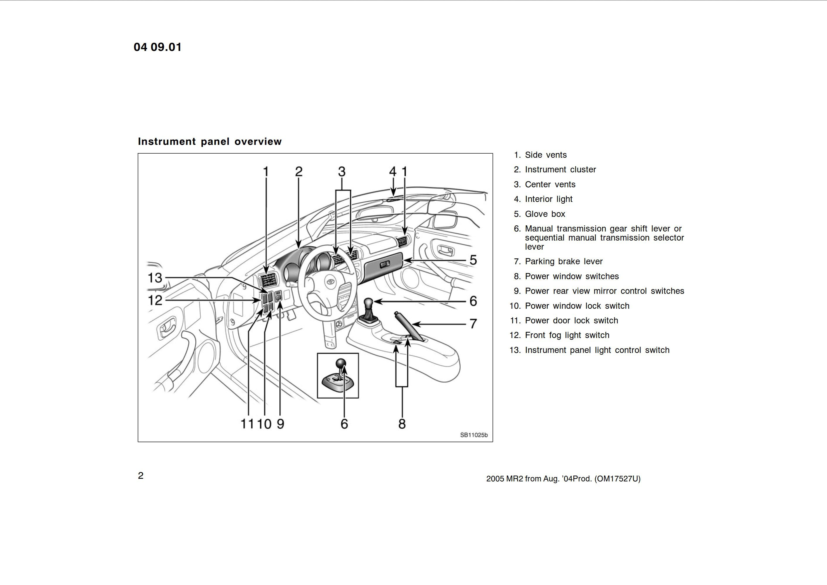 2005 toyota mr2 spyder owner's manual