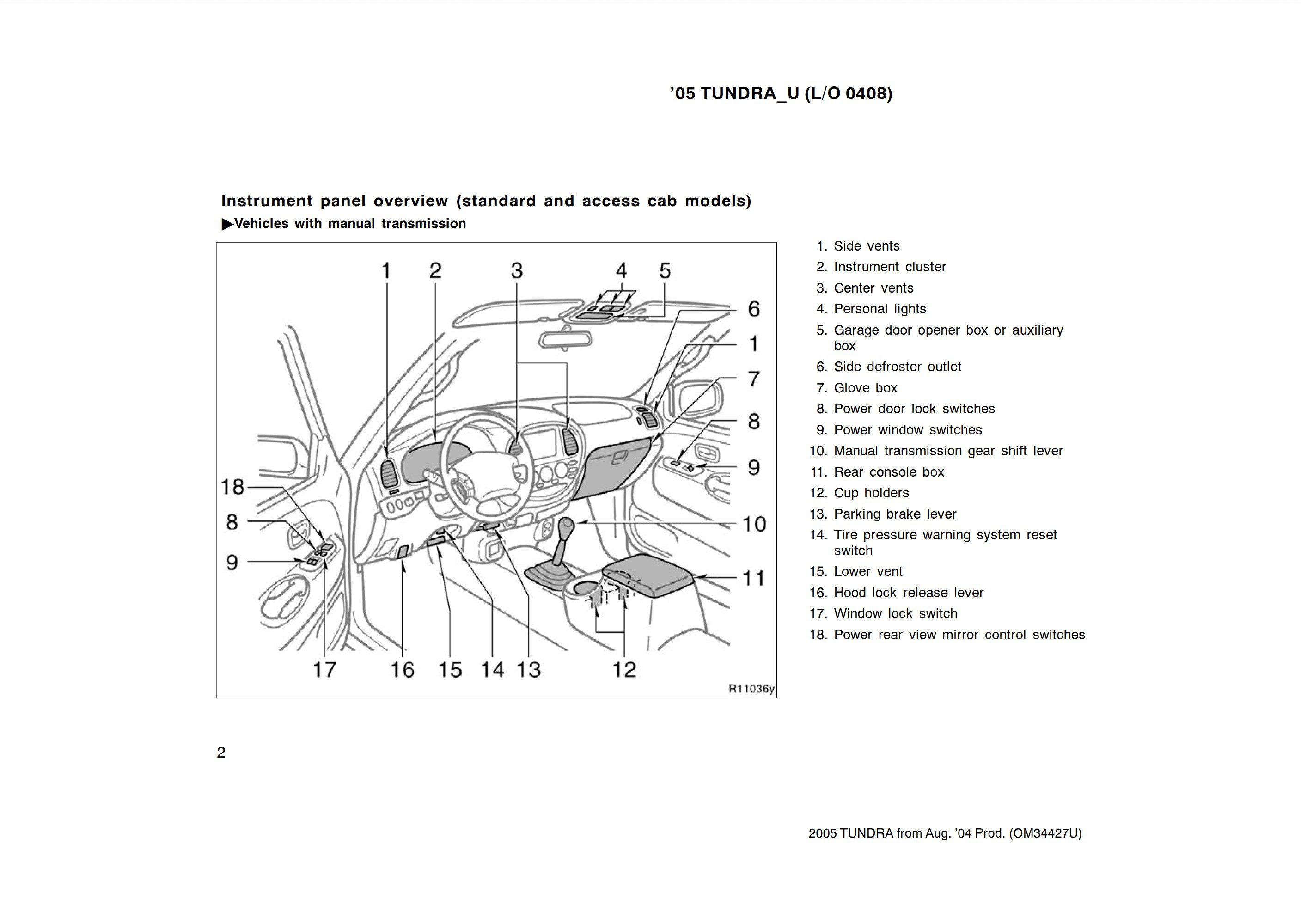 2005 toyota tundra owner's manual