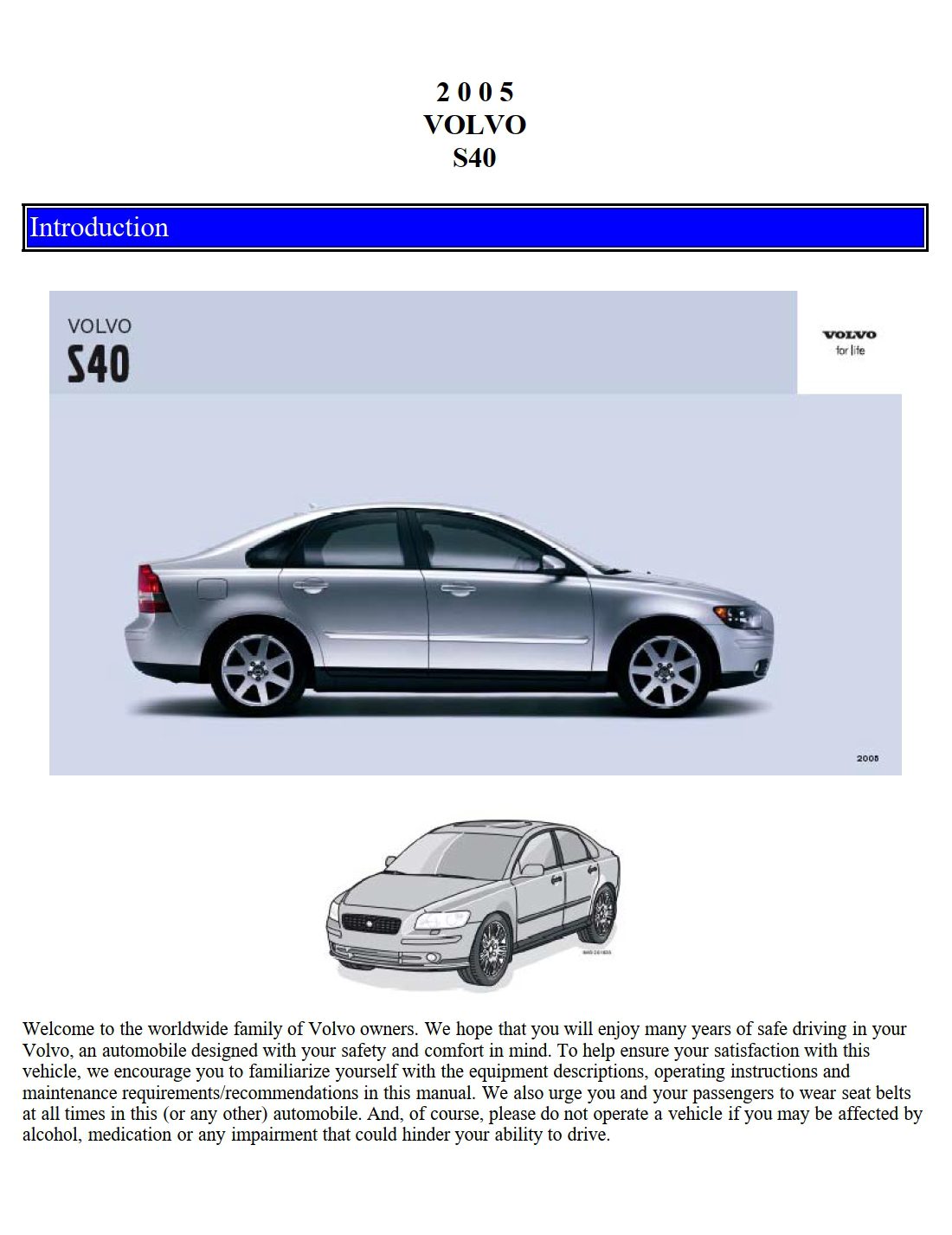 2005 volvo s40 owner's manual