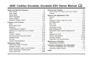 2006 cadillac escalade owner's manual