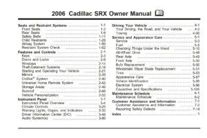 2006 cadillac srx owner's manual